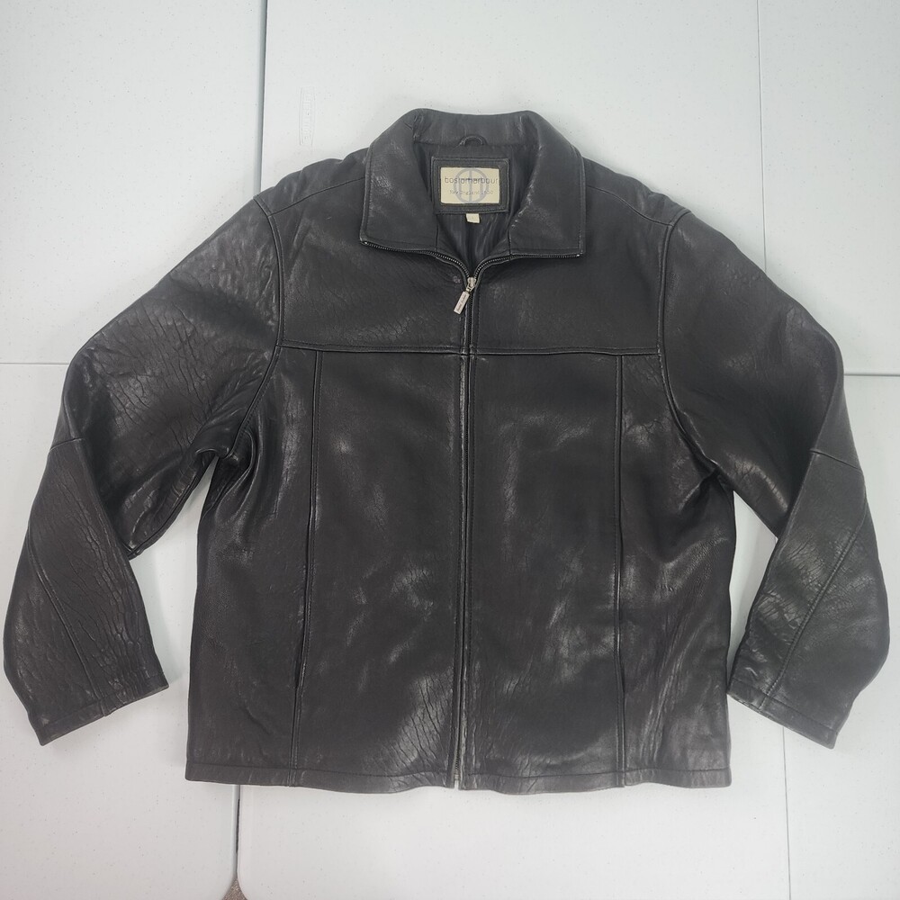 Vintage Boston Harbour Soft Lamb Leather Thick Jacket Men L Black Classic